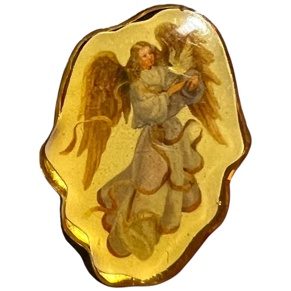 Vintage Angel Pin Religious Gold Tone Brooch Spiritual Jewelry Gift